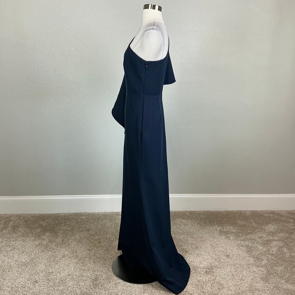 Vince Camuto Blue Evening Gown One Shoulder Ruffled Long A-Line Dress Size 6 - Picture 6 of 13